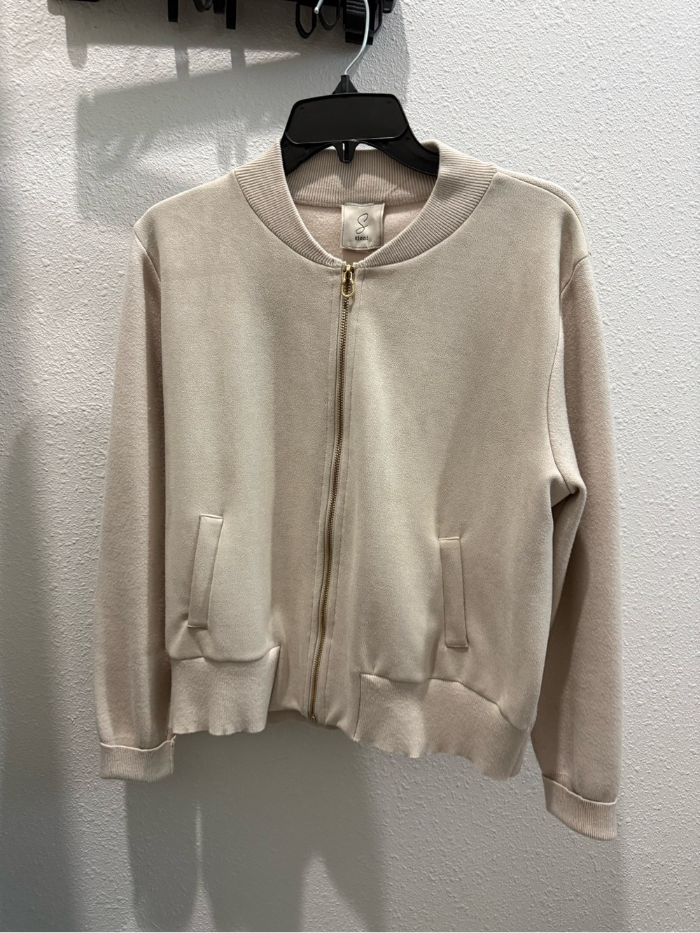 Sioni Cream Zip-Front Bomber Jacket